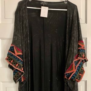 Embroidered long cardigan